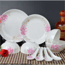Haonai оптовый высококачественный белый и розовый керамический набор для ужина
